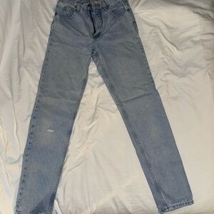 LONDONJEAN Skinny High-Rise Jeans in Light Blue Wash
